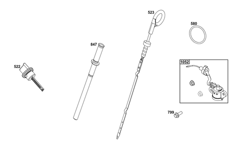 Lubrication Group Diagram and Parts List for 12V367-0150-F1  Briggs and Stratton Engine